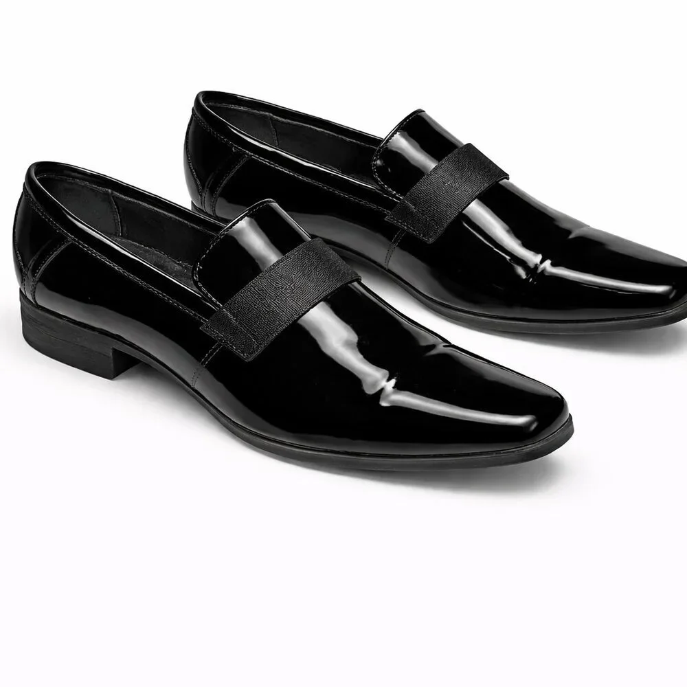 Calvin Klein Bernard Black Patent Loafers | Formal Slip-On Dress Shoes Size 9M